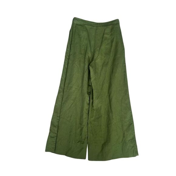 RHODE Penelope Pant Chive Womens Size 4 Green Wide Leg Culotte Linen Lagenlook - Picture 4 of 13